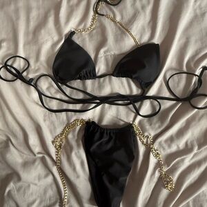 Chic Black and Gold Bikini Swimwear